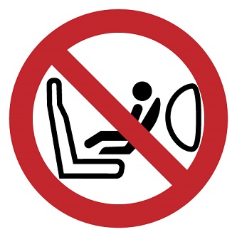 Geen kinderzitje op de passagiersstoel plaatsen