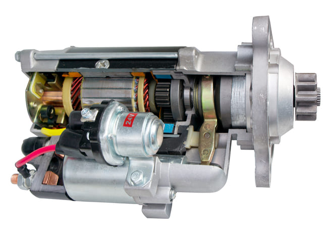 What are the components of a start motor