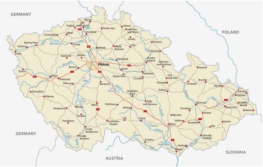 Mautpflichtige Straßen Tschechien Karte